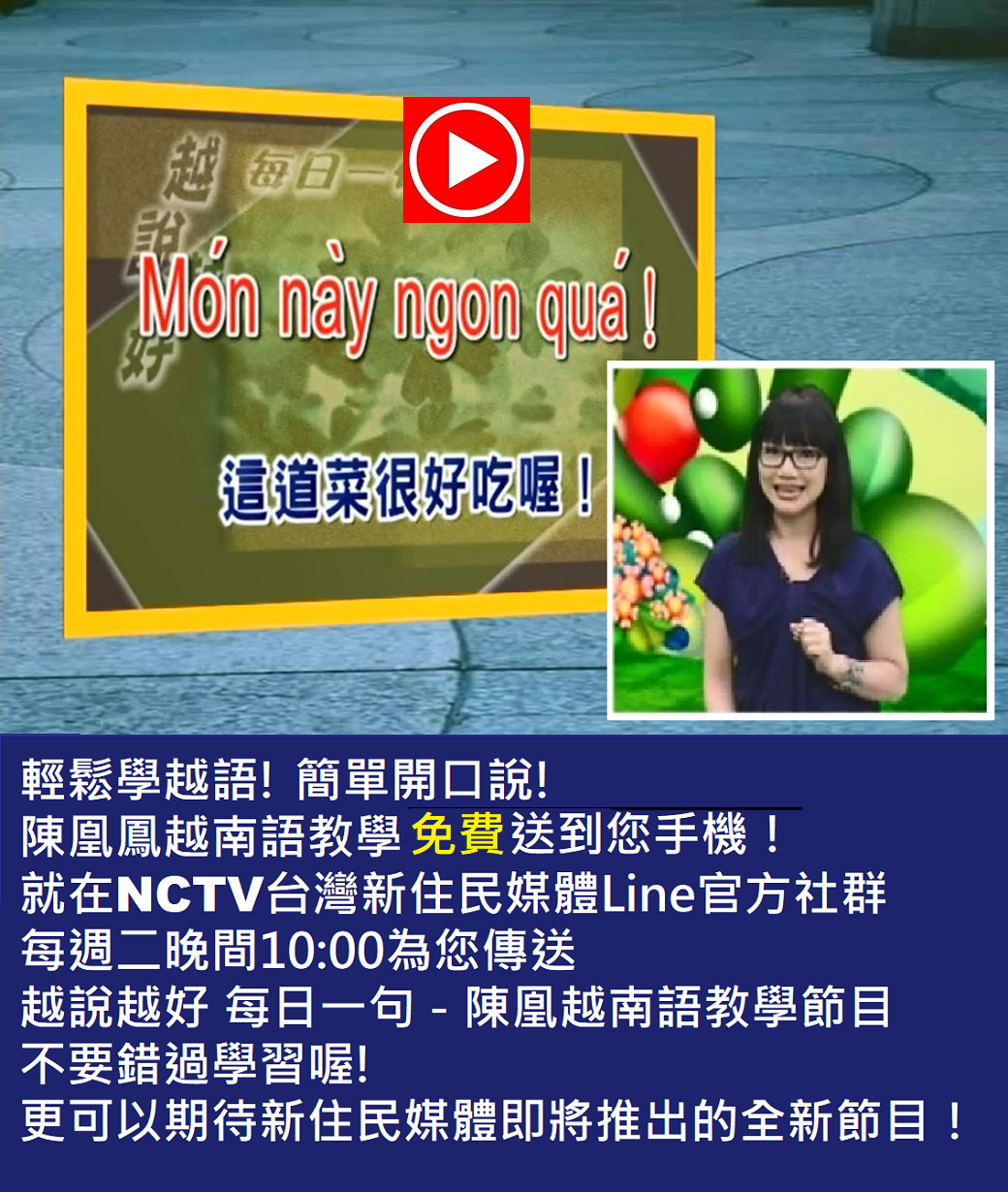 越說越好每日一句-陳凰鳳越南語教學免費送到您手機-就在NCTV台灣新住民媒體Line官網社群.png - 2021陳凰鳳照片