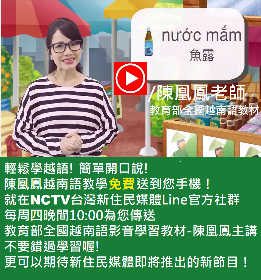 教育部全國越南語教材-陳凰鳳越南語教學免費送到您手機-就在NCTV台灣新住民媒體Line社群官網--.png - 2021陳凰鳳照片